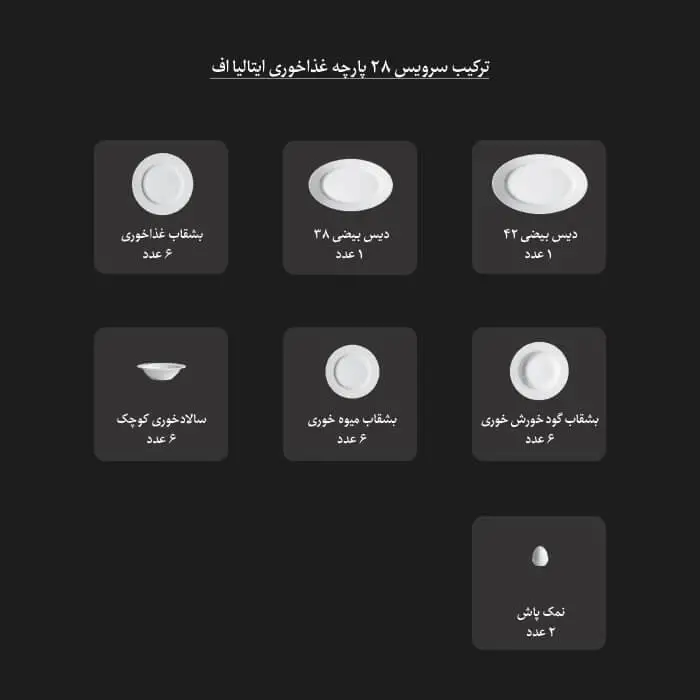 سرویس چینی 102پارچه کامل سپید صدف ، 12 نفره - Image 2