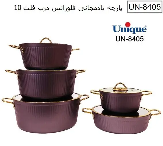 سرویس قابلمه 10 پارچه بدنه بادمجانی فلورانس یونیک - Image 3