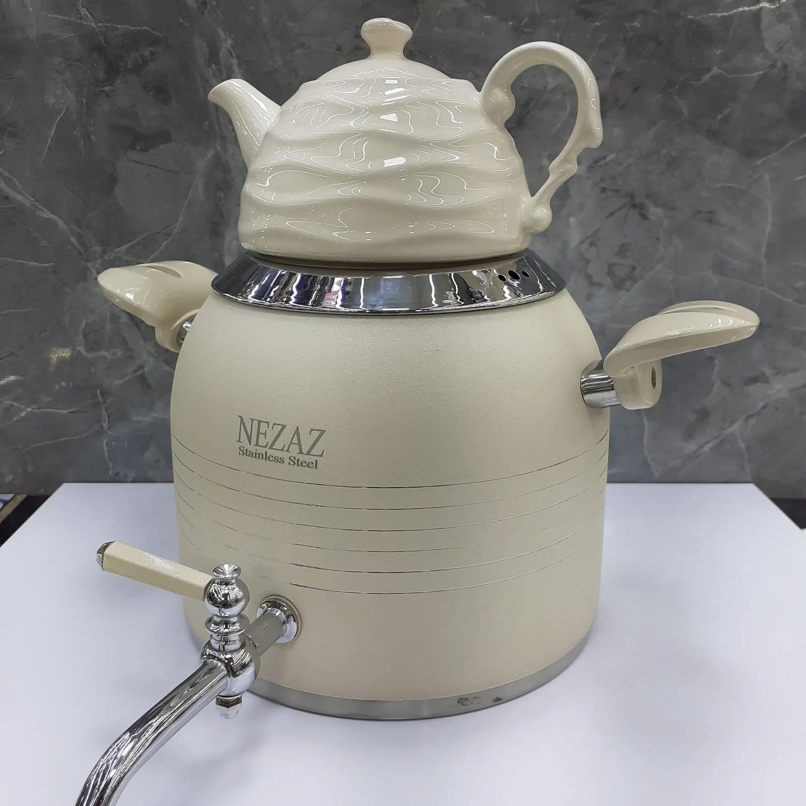 کتری قوری استیل رنگی نزاز کف چدن مدل 3031 - Image 6