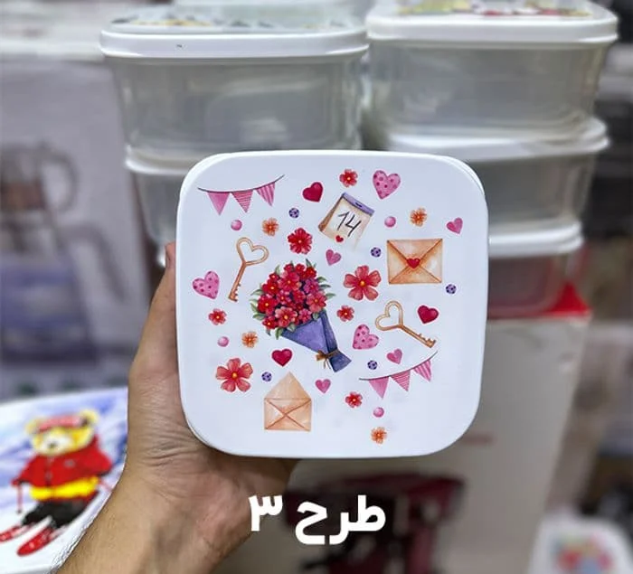 ست ظرف غذا 4 عددی مربع چاپدار لیمون کد 2231 - Image 4